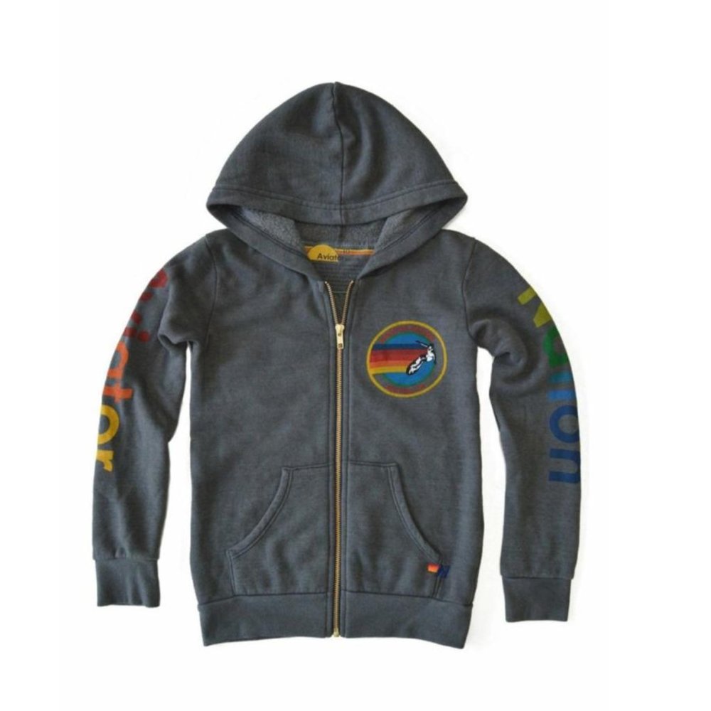 Aviator Nation Kids North Shore Zip Hoodie in Vintage Charcoal - Picture 2 of 6